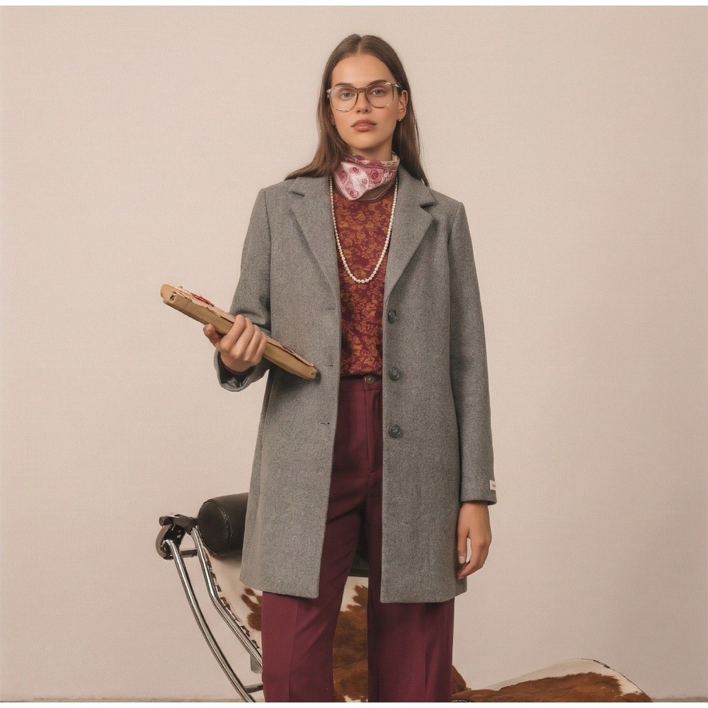VWT Calvin Klein Women's Long Gray Cozy Button‑Up Winter Overcoat Size Small
